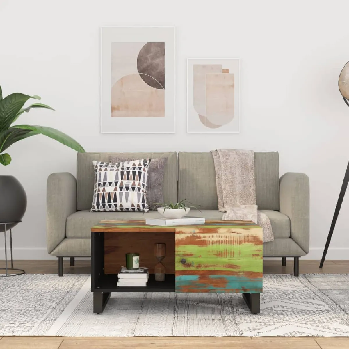 Comparer les prix de Vidaxl Table basse - Bois de récupération et ingénierie - 80 x 50 x 40 cm