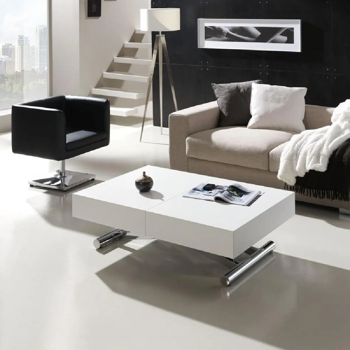 Meilleurs prix pour Inside 75 Table basse relevable extensible - Blanc