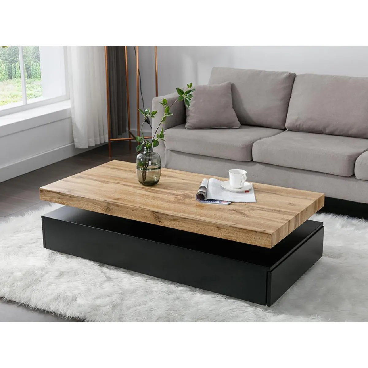 Meilleurs prix pour Vente Unique Table Basse FELIX Noir/Naturel