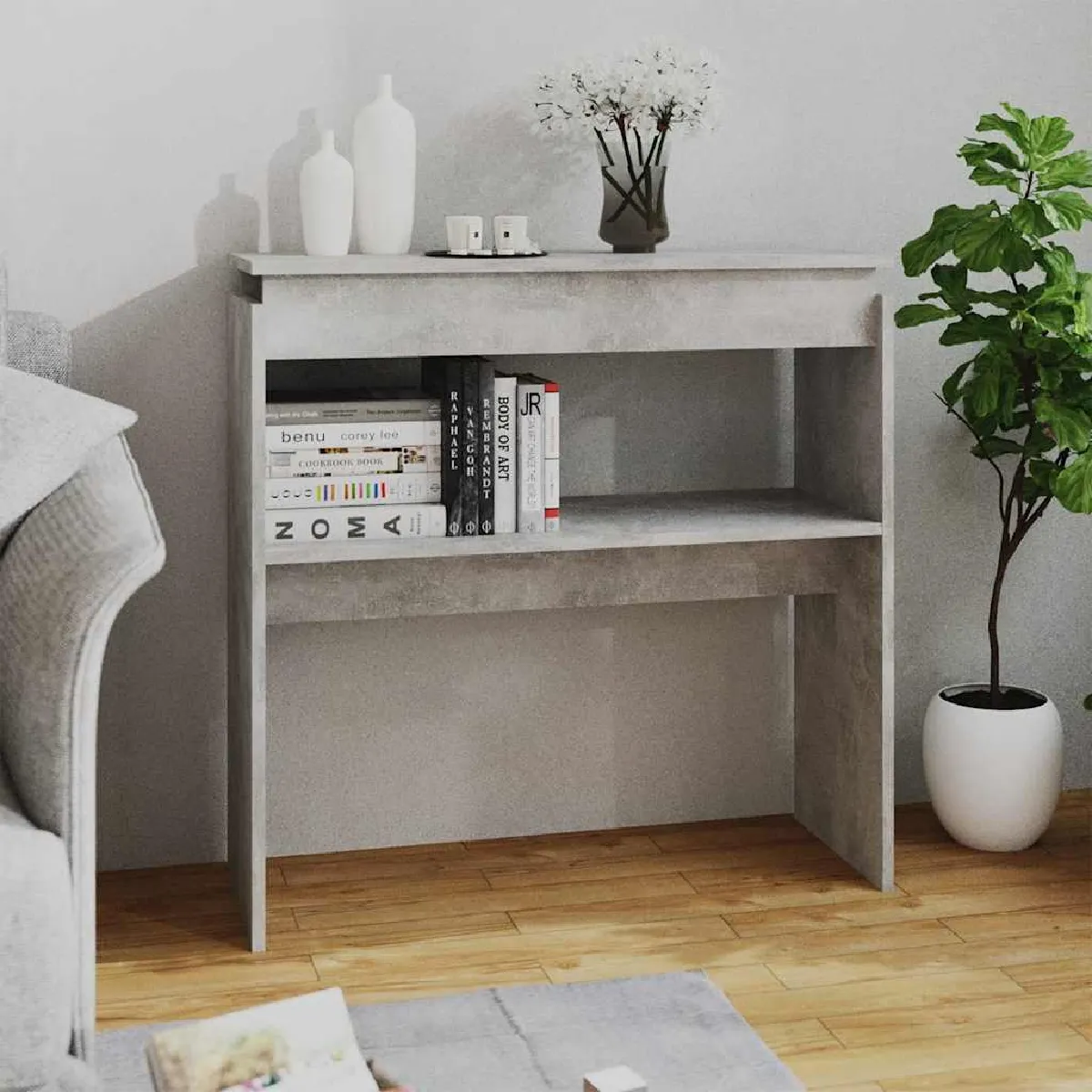 VIDAXL - Table d'appoint - 80 x 30 x 80 cm - Gris béton - Image 2