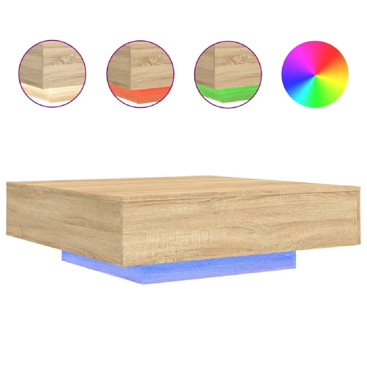 Meilleurs prix pour Maison Chic Table basse LED 100x100x31 cm - Chêne Sonoma
