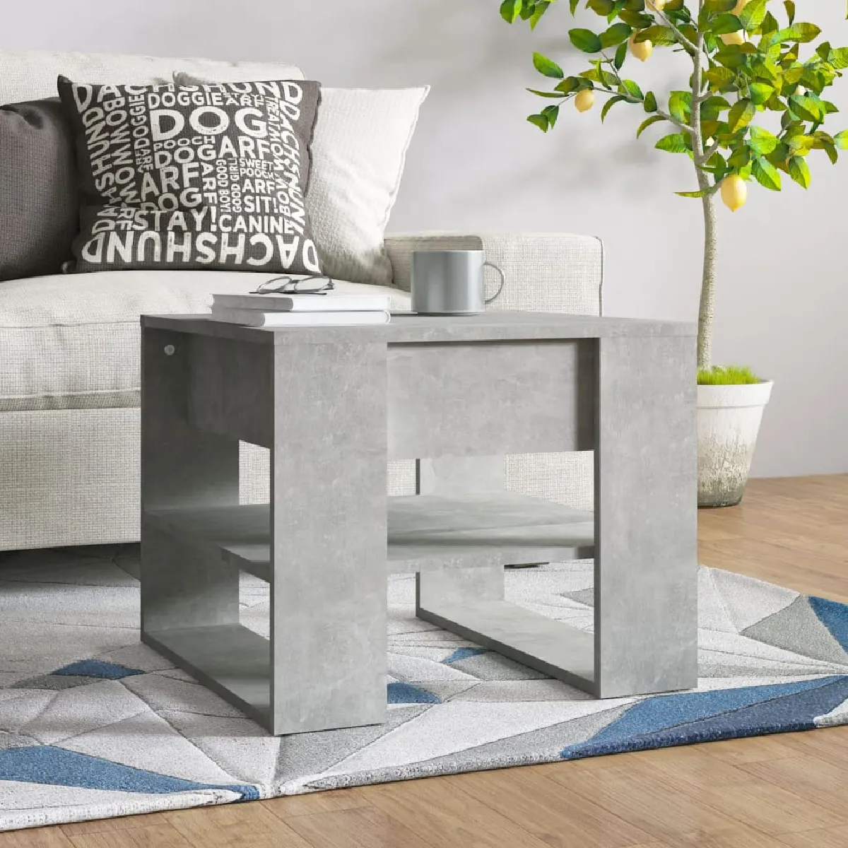 vidaXL - Table basse - Bois d'ingénierie - Gris - 55,5x55x45 cm - Image 2