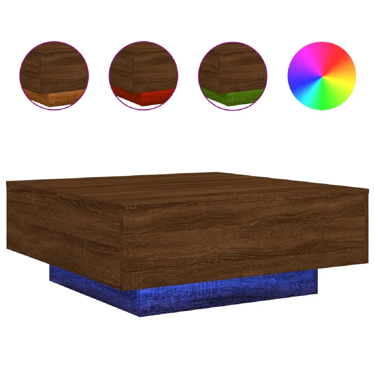Meilleurs prix pour Maison Chic Table basse LED - Chêne marron - 80x80x31 cm