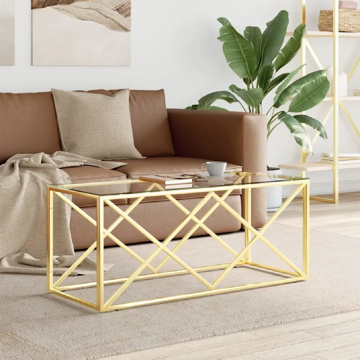 Comparer les prix de Maison Chic Table Basse Acier et Verre