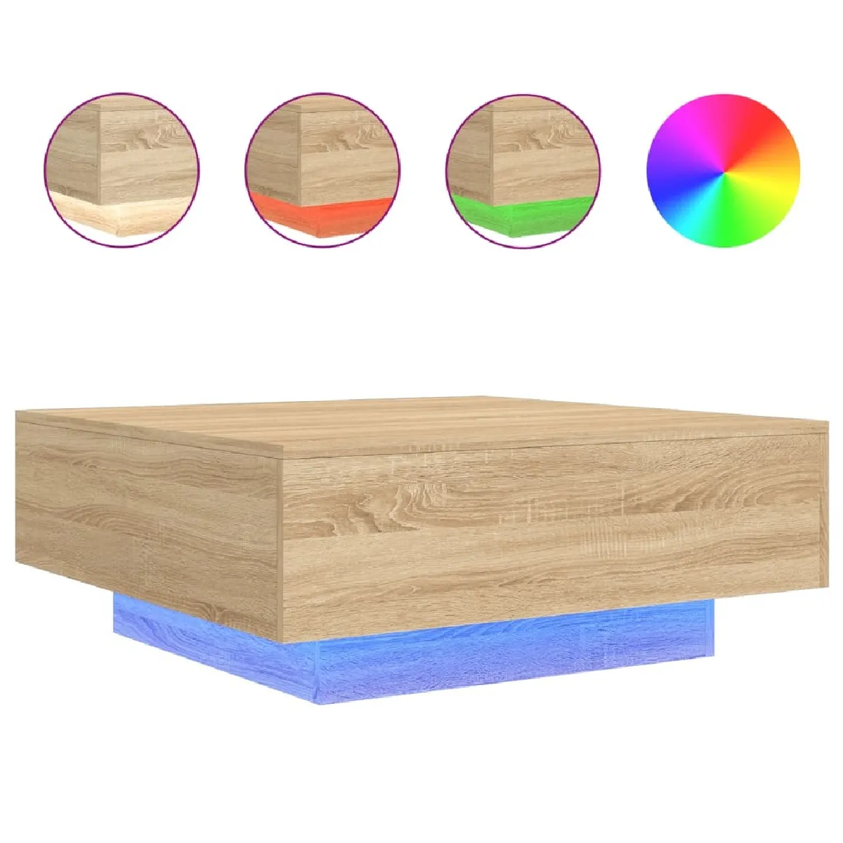 Comparer les prix de Maison Chic Table basse avec LED chêne sonoma 80x80x31 cm