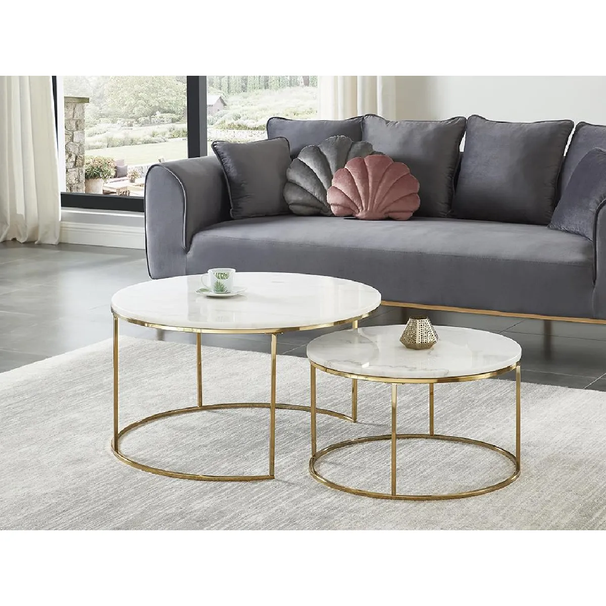 Comparer les prix de PASCAL MORABITO Tables basses gigognes ANGELA - Marbre