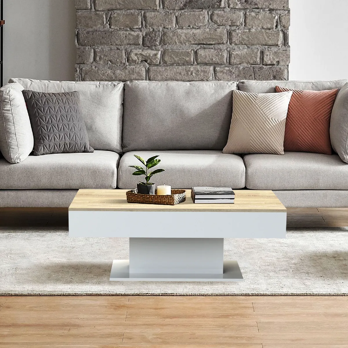 Comparer les prix de ML-Design Table basse - Chêne sonoma et blanc 110x60x40 cm