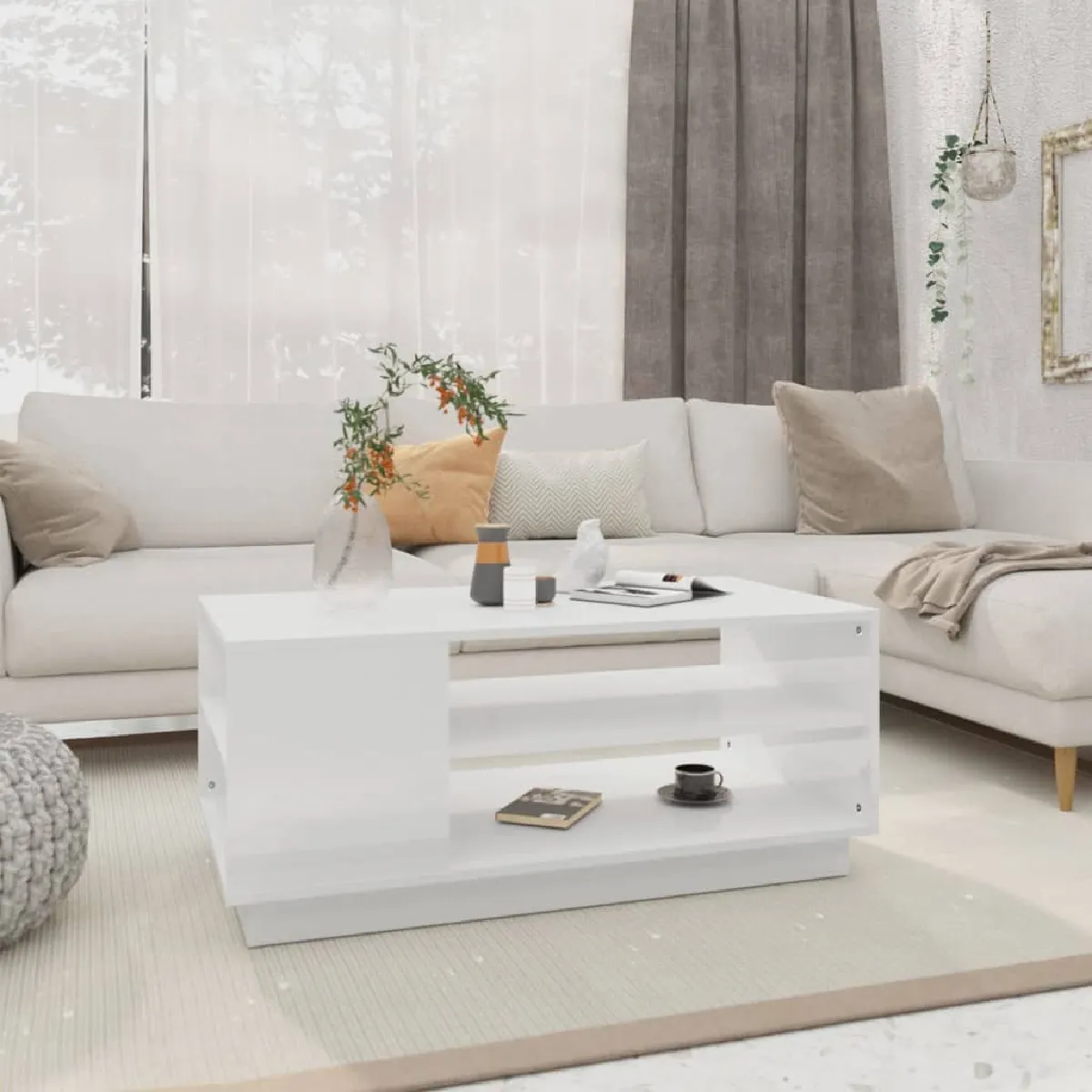Vidaxl Blanc Table Basse - 102X55x43 Cm
