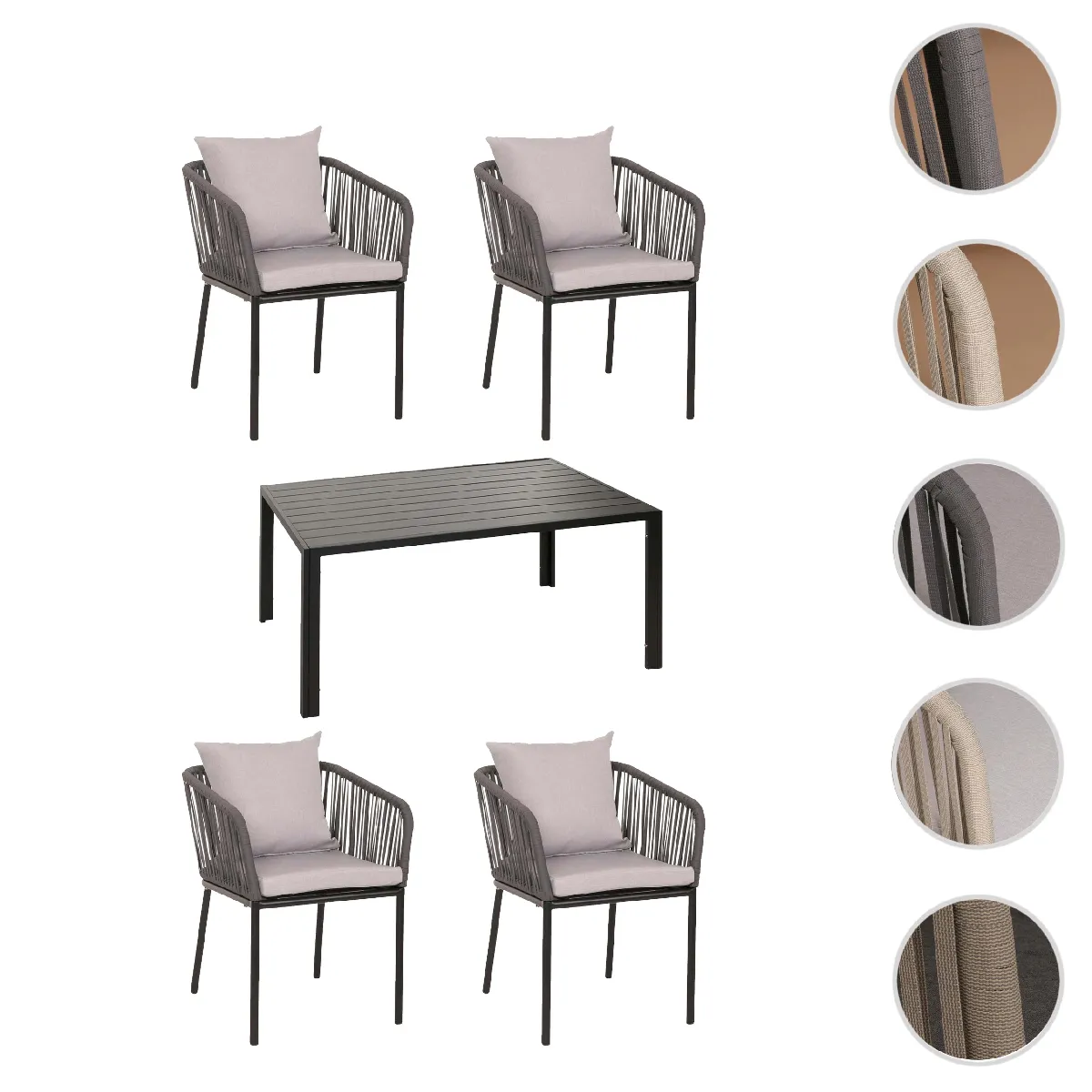 Mendler Gris Table De Jardin 4 Places - Anthracite