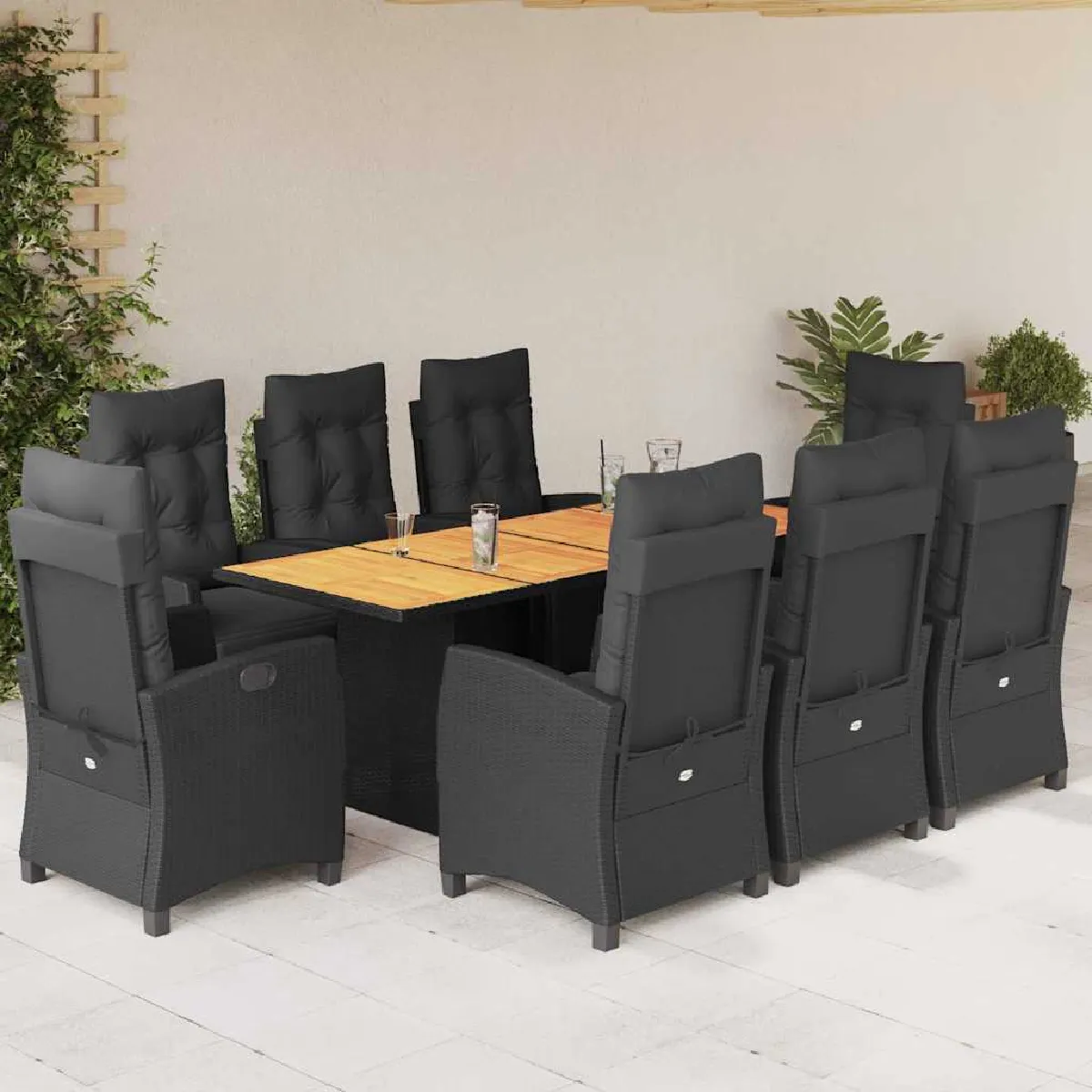Non Communiqué Noir Vidaxl 9-Delige Tuinset Poly Rattan Zwart3212937 - Image 2