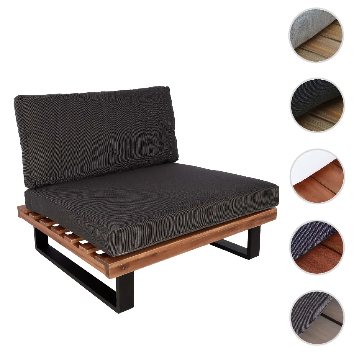 Mendler Fauteuil lounge de jardin - Gris