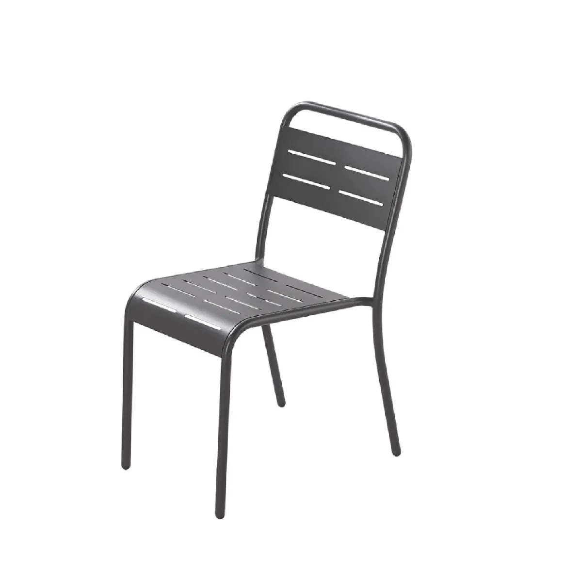 Lot de 4 chaises en acier gris foncé BERGAME Lot de 4 chaises en acier gris foncé BERGAME