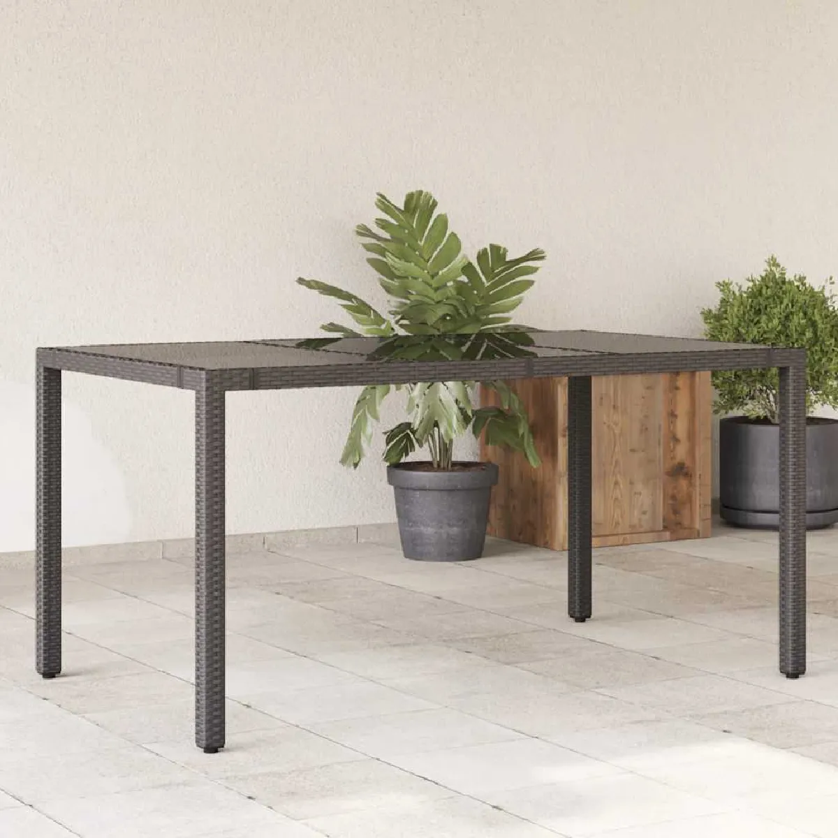 VIDAXL - Table de jardin - Résine tressée - 150x90x75cm - Noir - Image 3