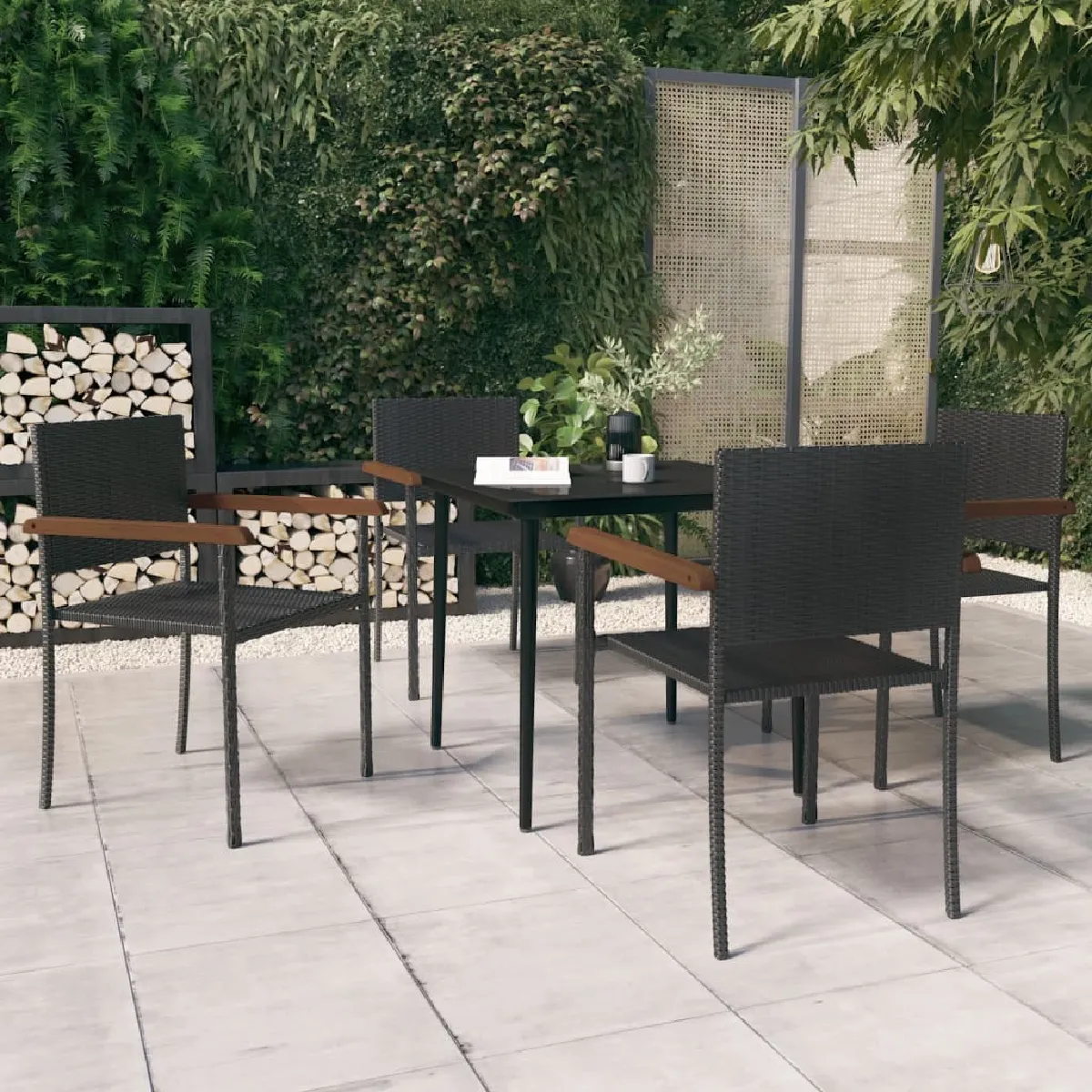 vidaXL Acacia Ensemble à Dîner de Jardin 5 pcs Salon de Jardin Mobilier de Salle à Manger dExtérieur Arrière cour 3058324 - vue 5