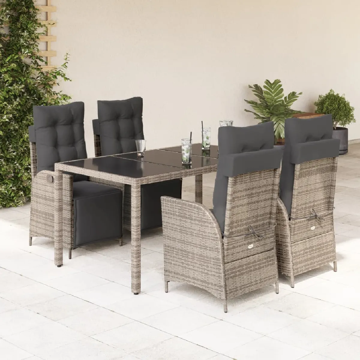 vidaXL Ensemble à manger de jardin - Gris