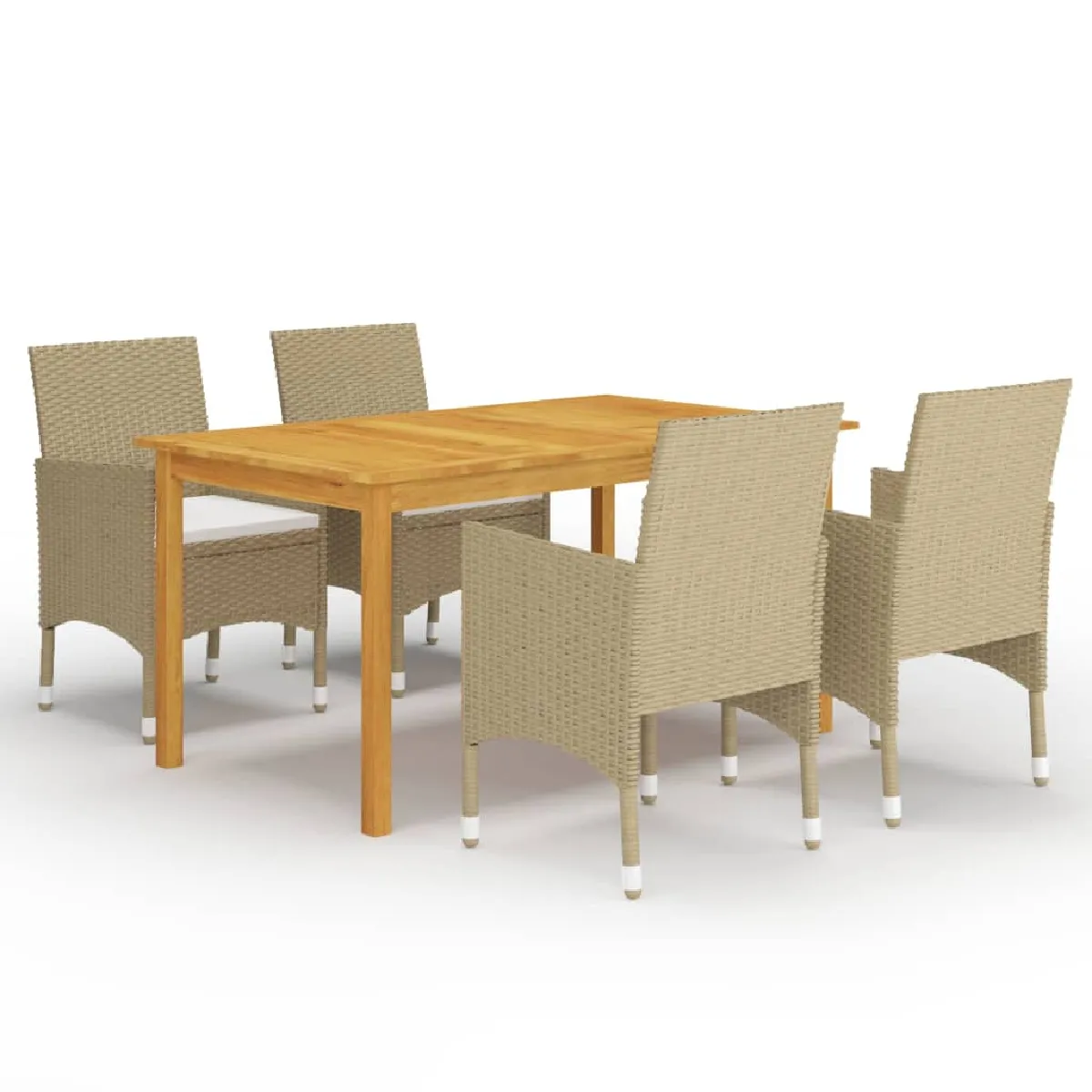 Vidaxl Beige Ensemble À Manger De Jardin 5 Pcs - Image 3