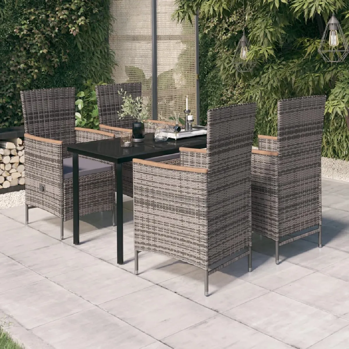 Vidaxl Gris Ensemble Salle À Manger 5 Pcs
