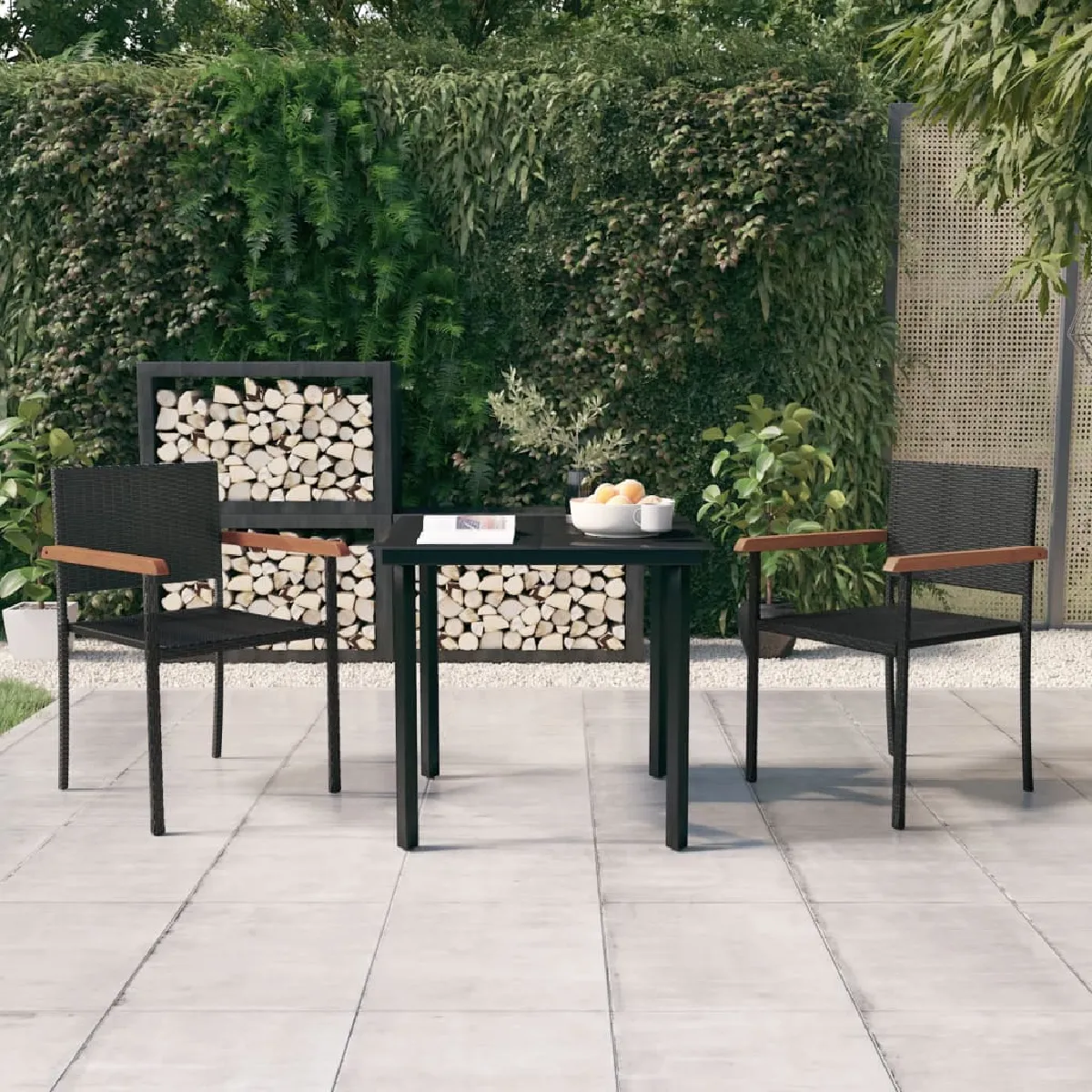 vidaXL Ensemble de Salle à Manger de Jardin 3 pcs Mobilier à Dîner Table et Chaises de Repas Meubles de Terrasse Patio 3099401 - vue 6