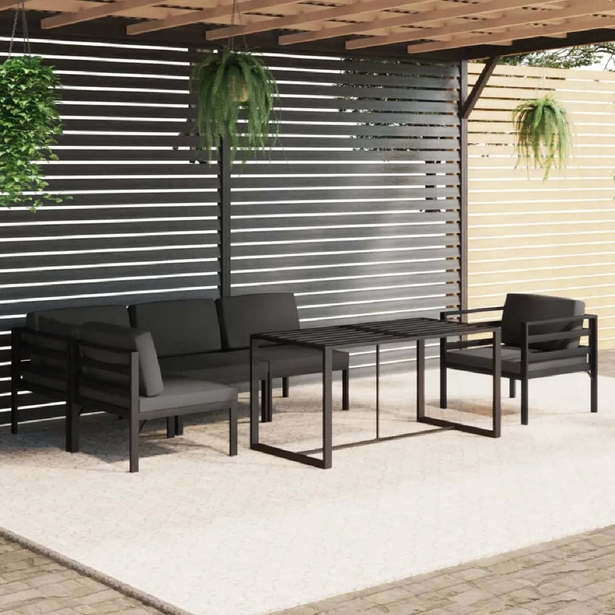VIDAXL Salon de jardin 3 pcs Crème - vue 3