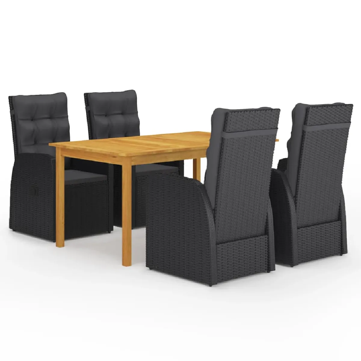 Vidaxl Noir Ensemble À Manger De Jardin 5 Pcs - Image 3