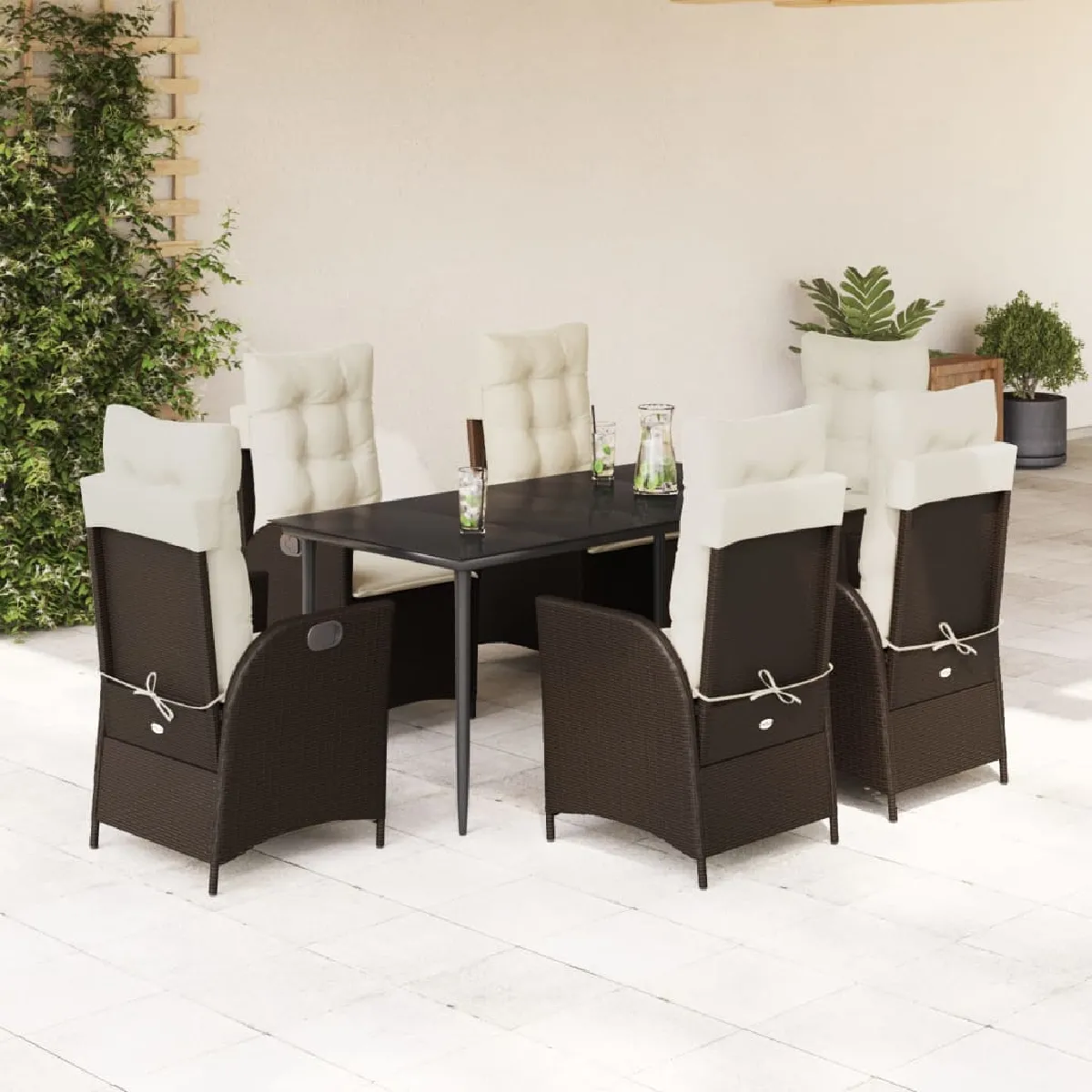 vidaXL Ensemble à Manger de Jardin 7 pcs avec Coussins - vue 3