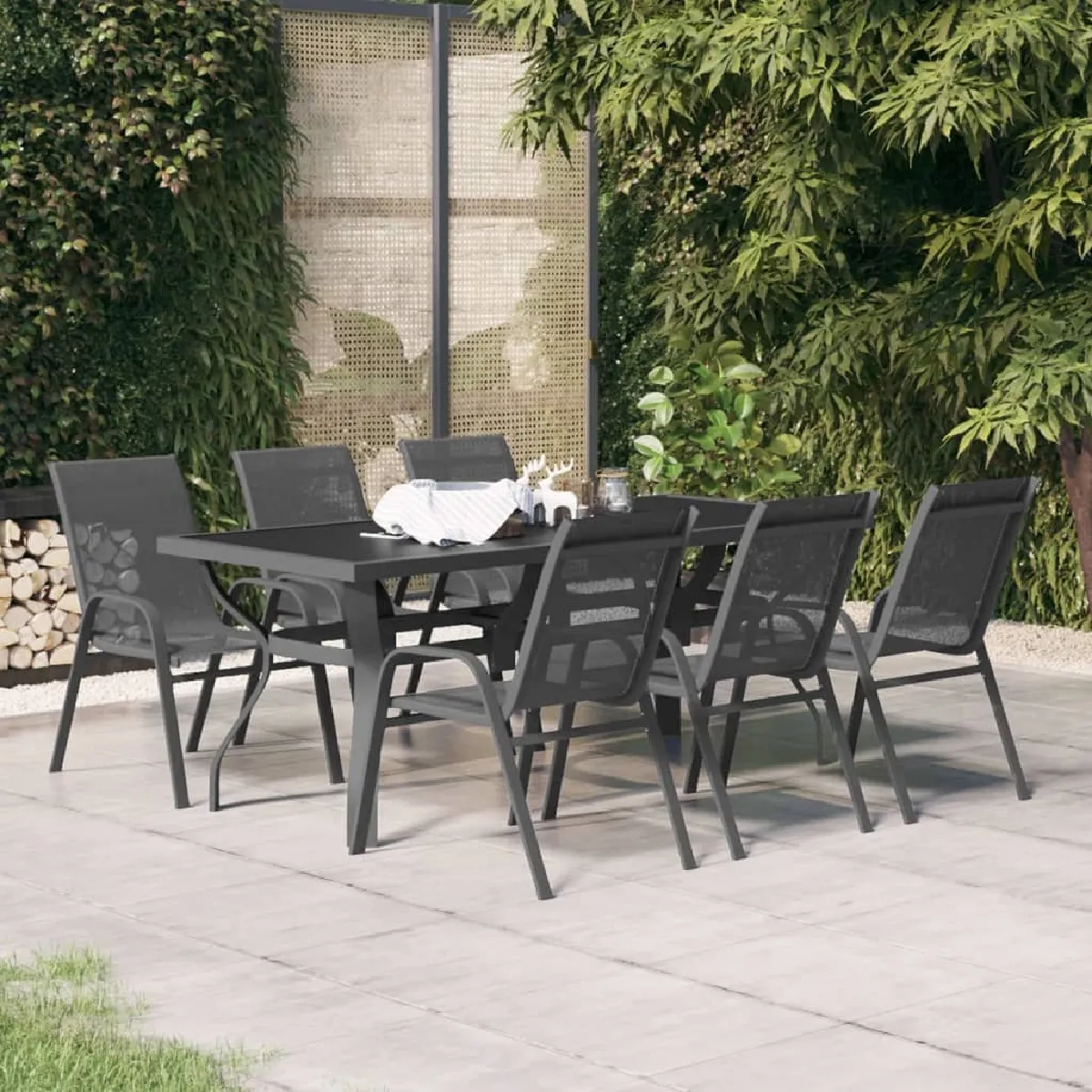 vidaXL Ensemble à manger de jardin 7 pcs et - vue 3