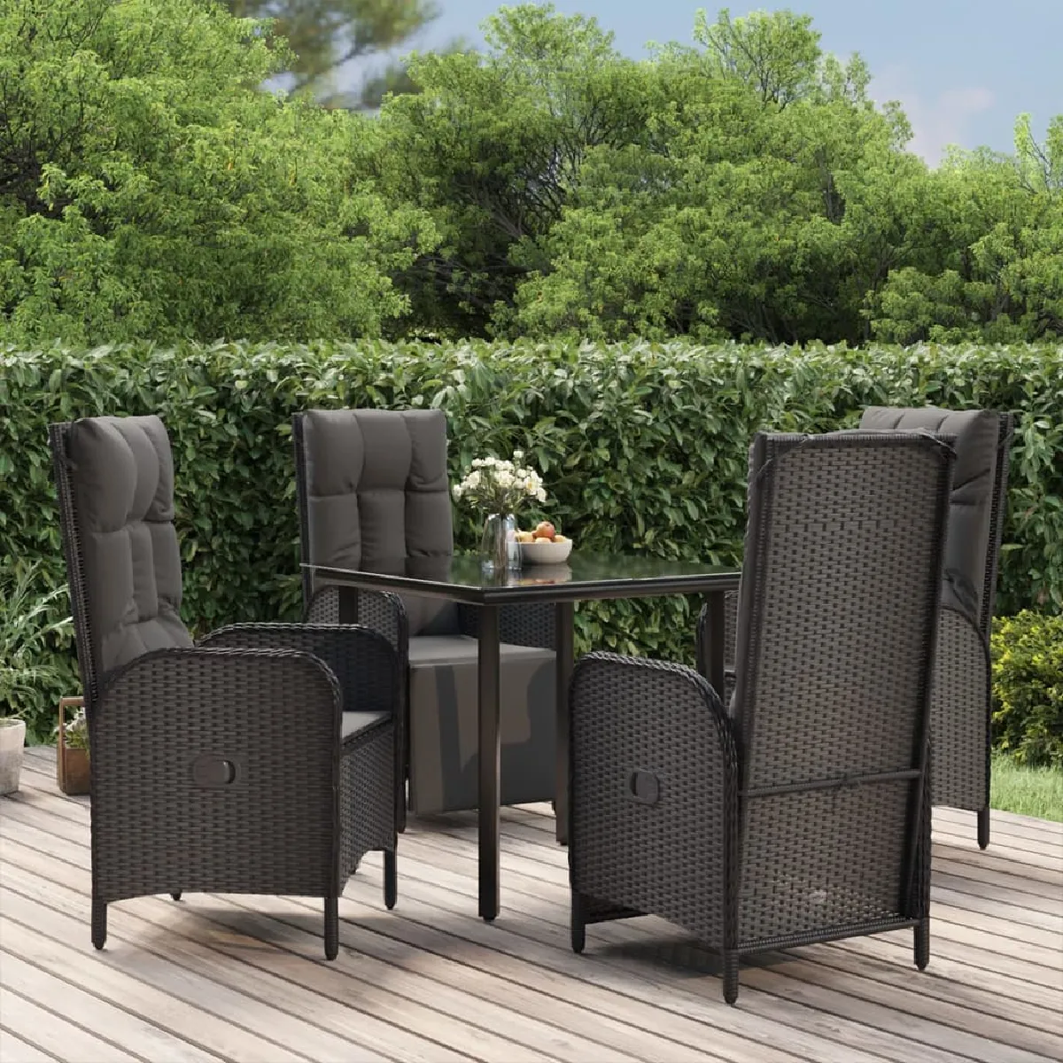vidaXL Ensemble à manger de jardin 5 pcs Résine tressée - vue 10