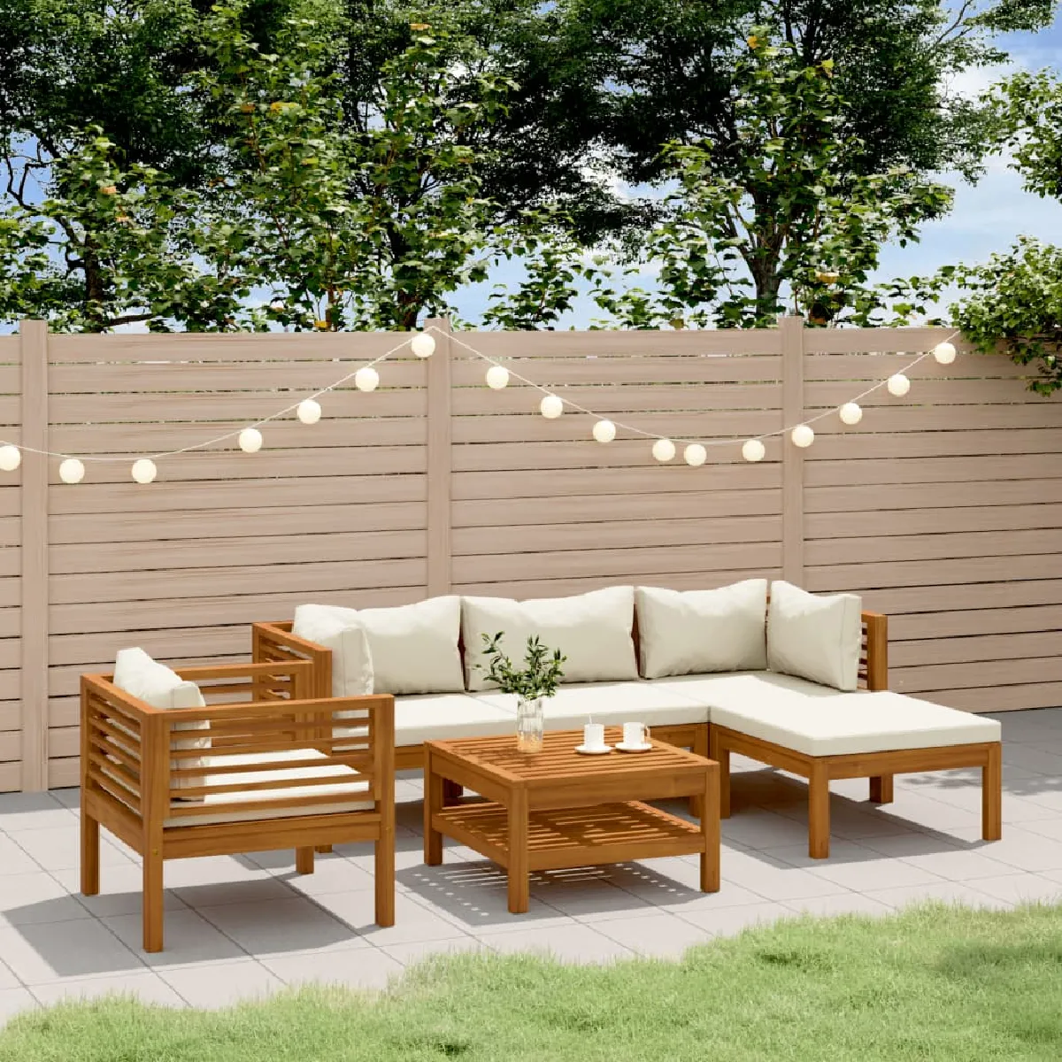 vidaXL Salon de jardin 6 pcs Bois d'acacia - vue 8