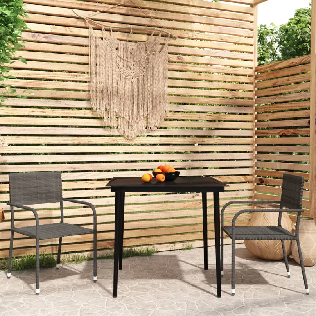 VidaXL Ensemble à manger jardin 3 pcs Résine tressée - vue 3