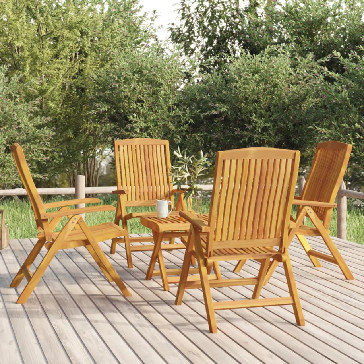 vidaXL Salon de jardin 5 pièces Bois massif Teck