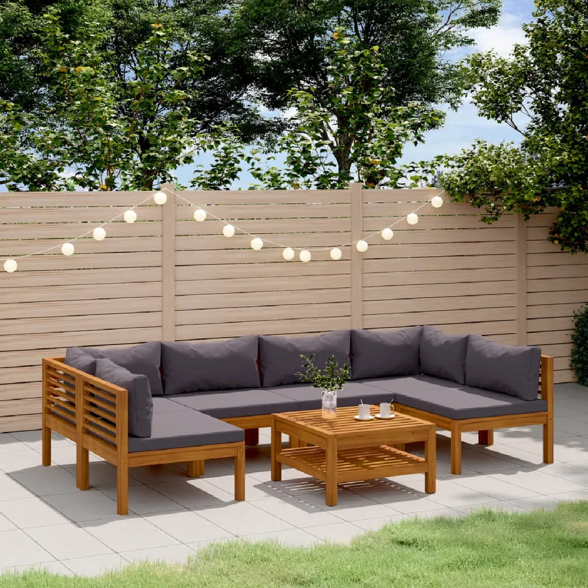 vidaXL Salon de jardin 7 pcs Bois d'acacia solide - vue 3