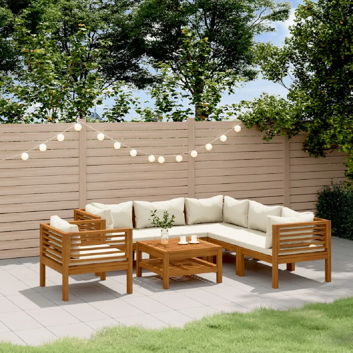 vidaXL Salon de jardin 7 pcs Acacia solide - vue 1