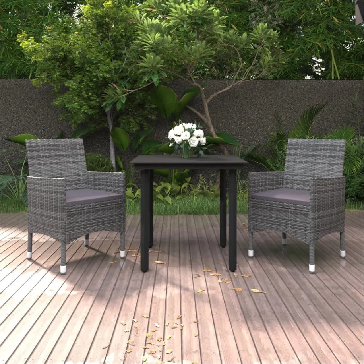 vidaXL Ensemble à manger 3 pcs Résine Tressée - vue 6