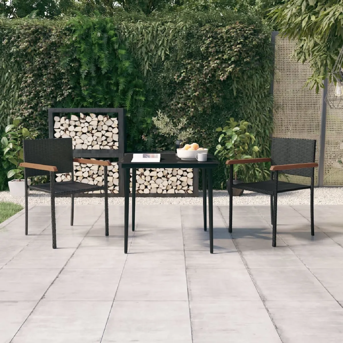 vidaXL Ensemble de Salle à Manger de Jardin 3 pcs Mobilier à Dîner Table et Chaises de Repas Meubles de Terrasse Patio 3099401 - vue 5