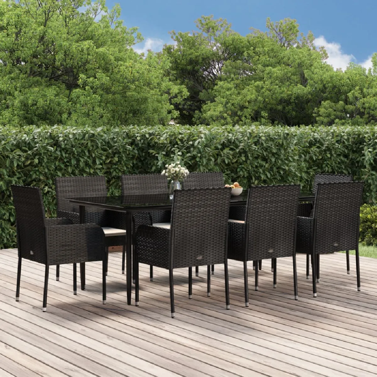 vidaXL Ensemble à Manger Jardin 9 pcs Résine Tressée - vue 3