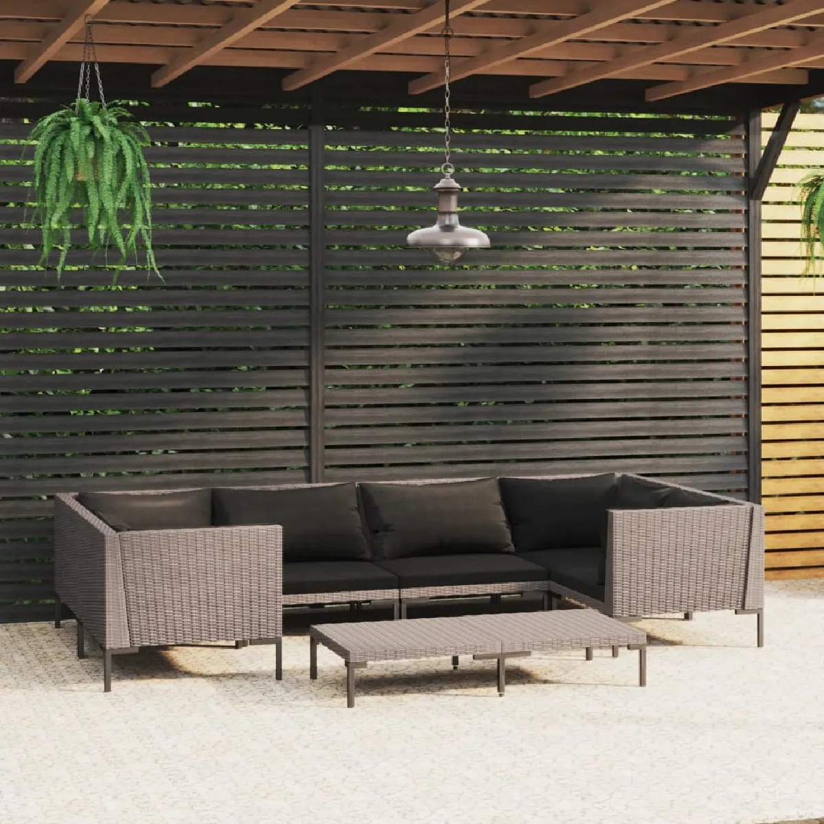 Non Communiqué Gris Salon De Jardin Vidaxl Resine Tressee 7 Pieces X 70 X 61 6 Personnes - Image 3