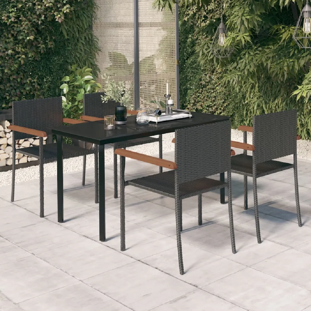 vidaXL Acacia Ensemble à Dîner de Jardin 5 pcs Salon de Jardin Mobilier de Salle à Manger dExtérieur Arrière cour 3058324 - vue 6