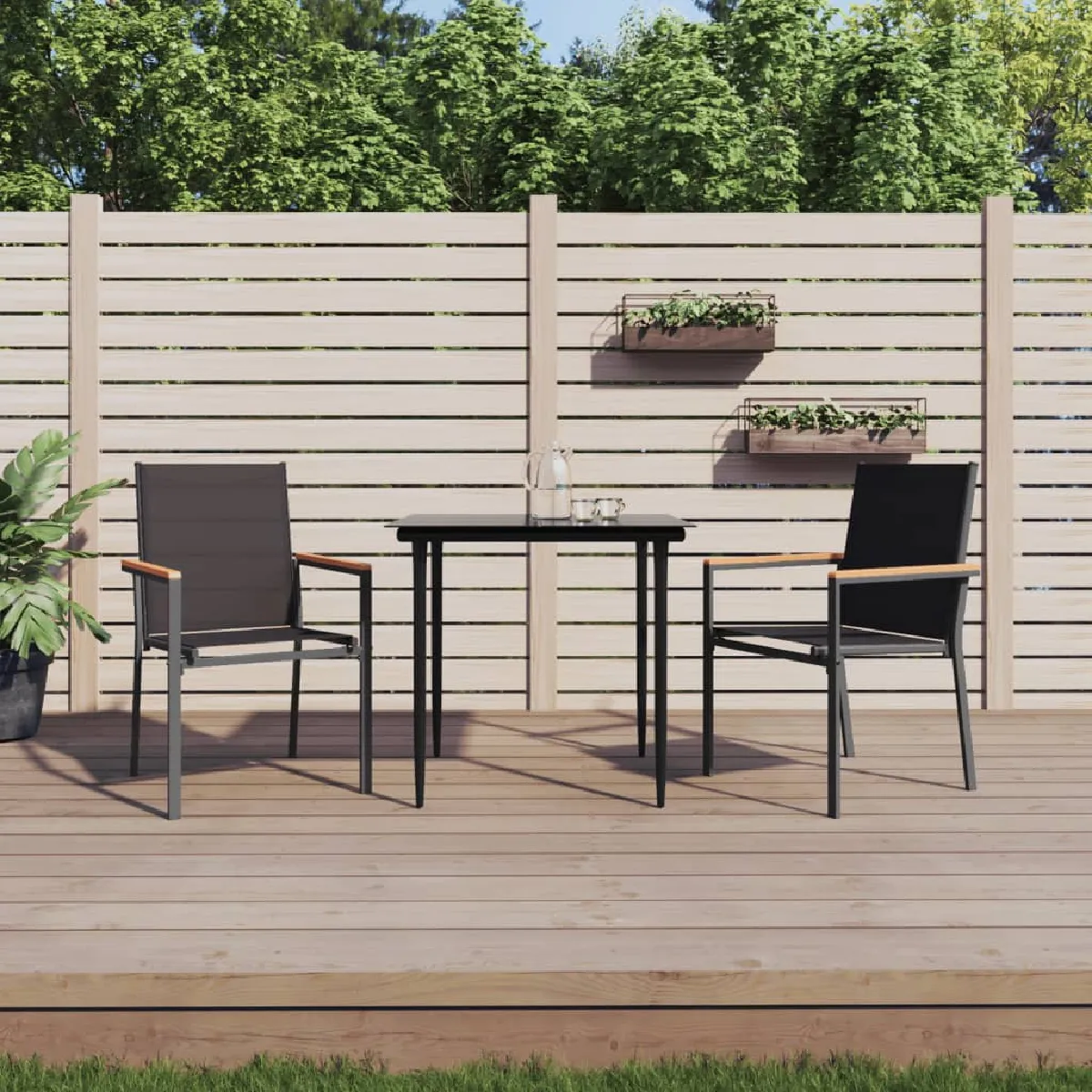VIDAXL - Ensemble à manger de jardin - 3 pièces - Noir - Image 3