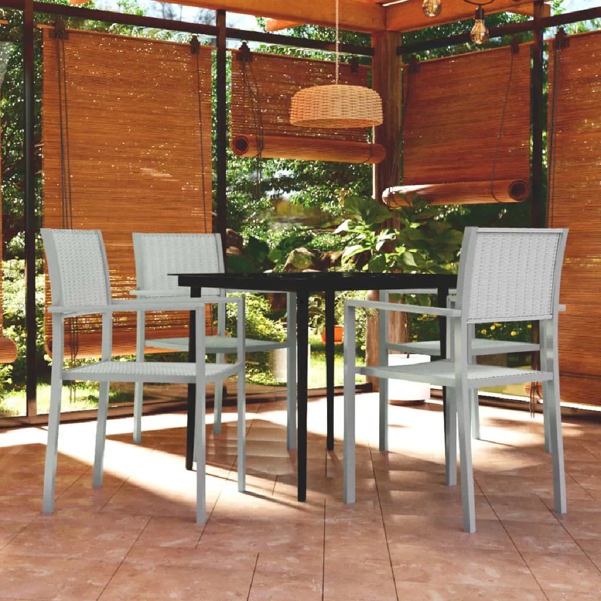 VIDAXL - Salon de jardin - 5 pièces - Blanc - Image 3