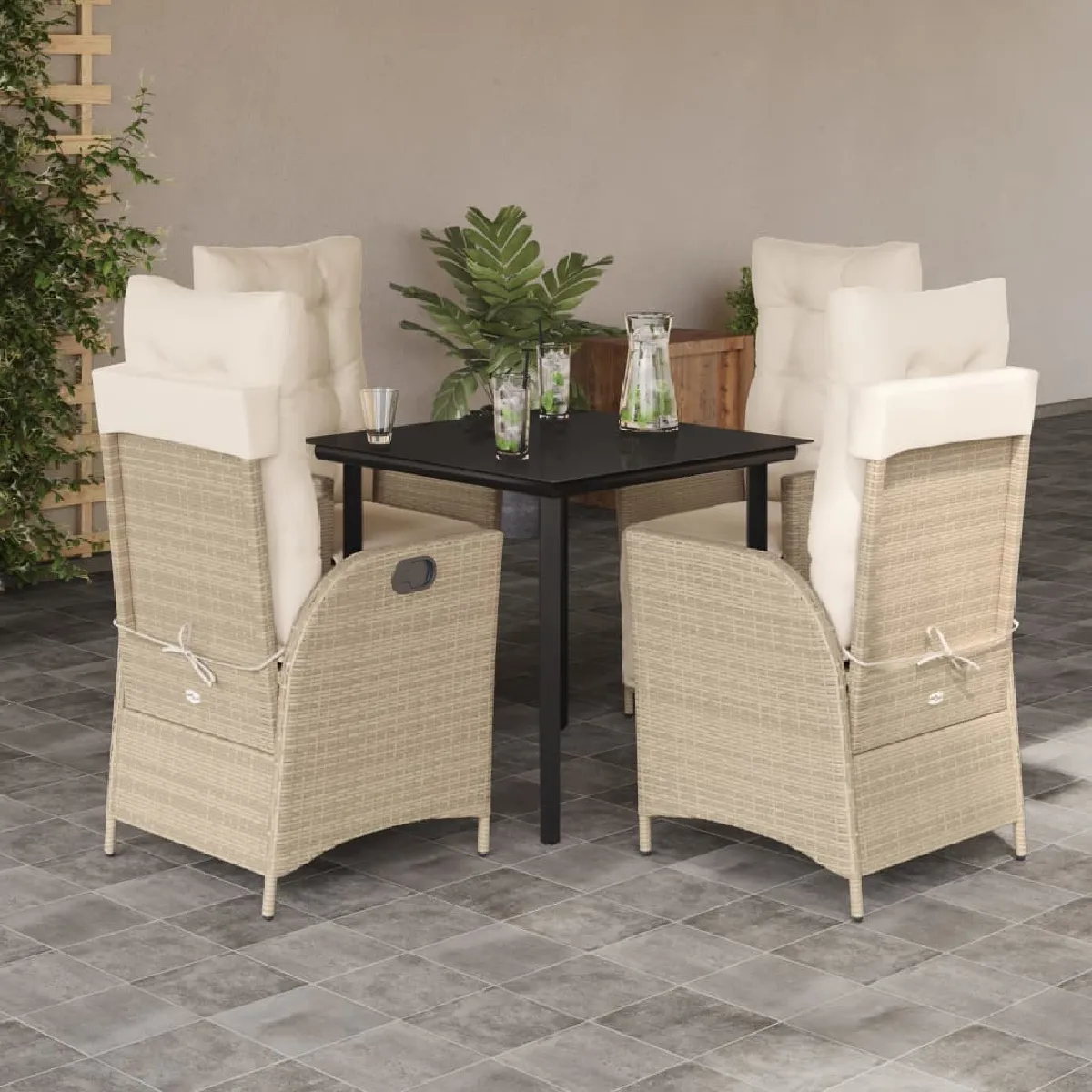 vidaXL Ensemble à manger de jardin 5 pcs - Beige vidaXL Ensemble à manger de jardin 5 pcs - Beige