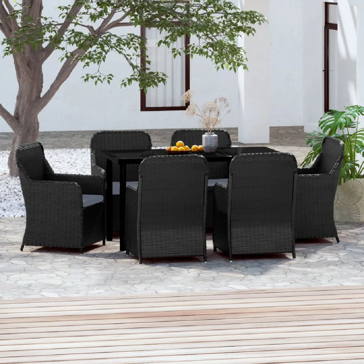 vidaXL Ensemble à manger de jardin avec coussins 7 pcs - vue 2