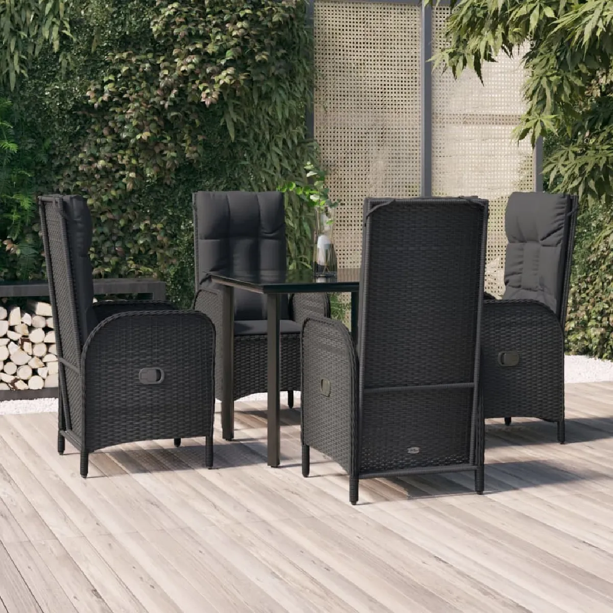 vidaXL Acacia Ensemble à Dîner de Jardin 5 pcs Salon de Jardin Mobilier de Salle à Manger dExtérieur Arrière cour 3058324 - vue 7
