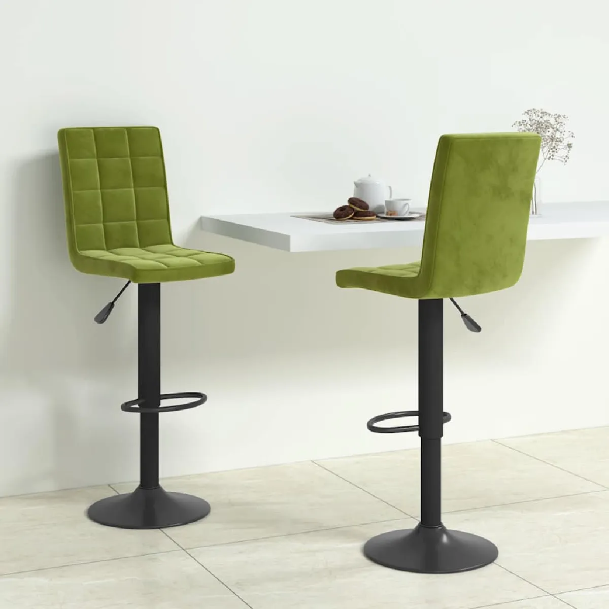 Vidaxl Vert Tabourets De Bar Velours