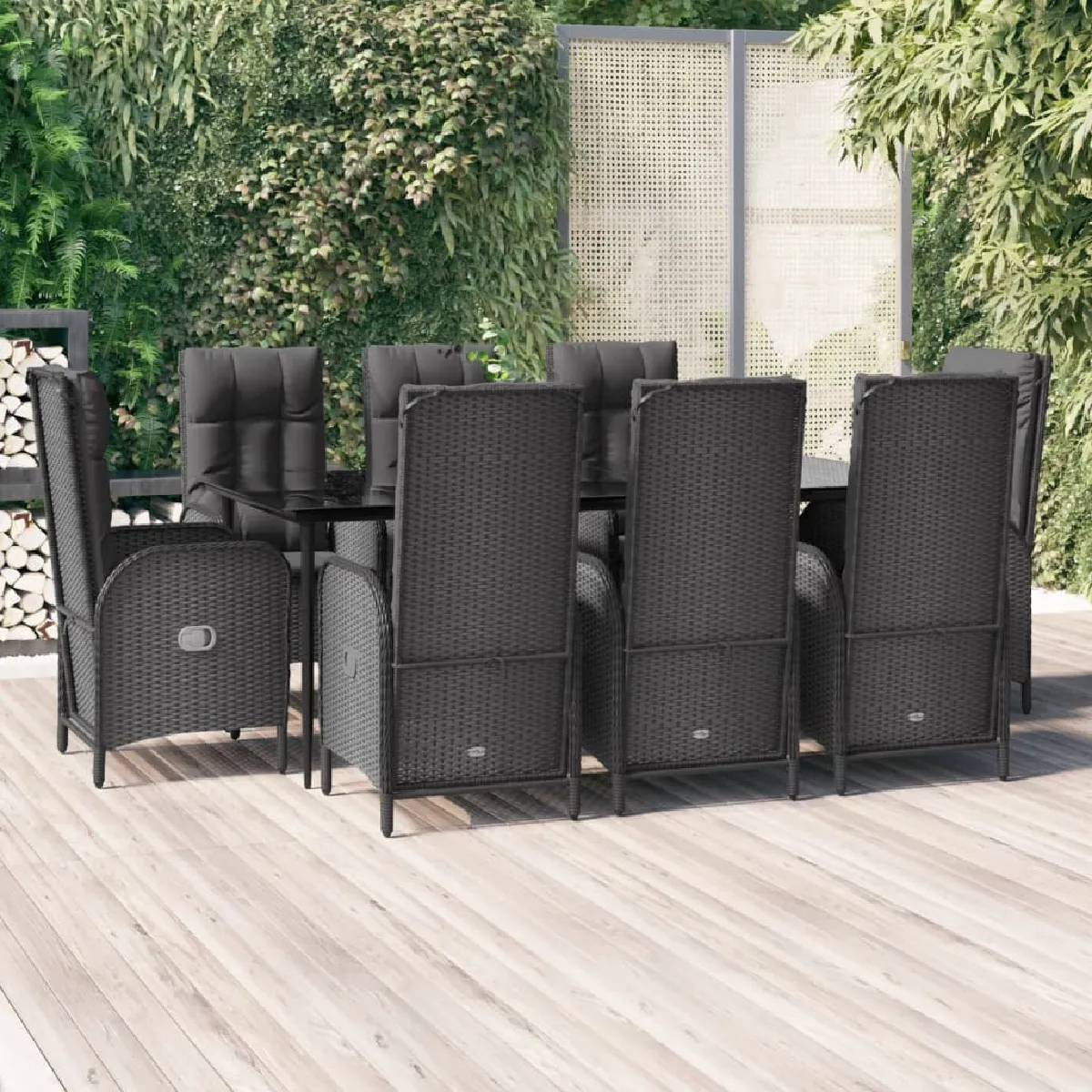 vidaXL Ensemble à Manger Jardin 9 pcs Résine Tressée - vue 2