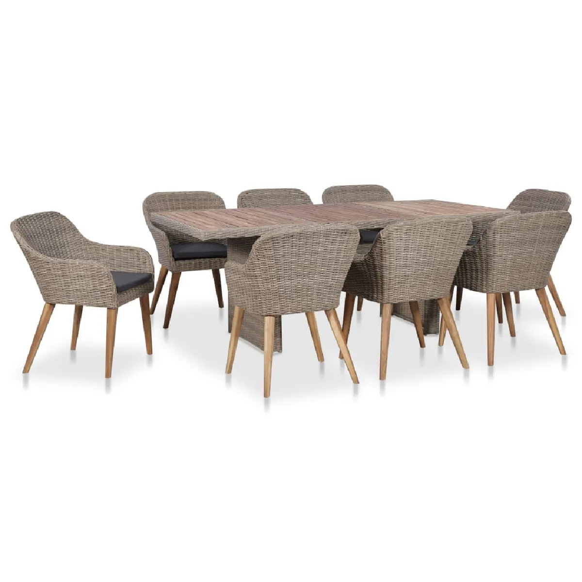 vidaXL Salon de jardin avec coussins 9 pcs résine tressée - vue 10
