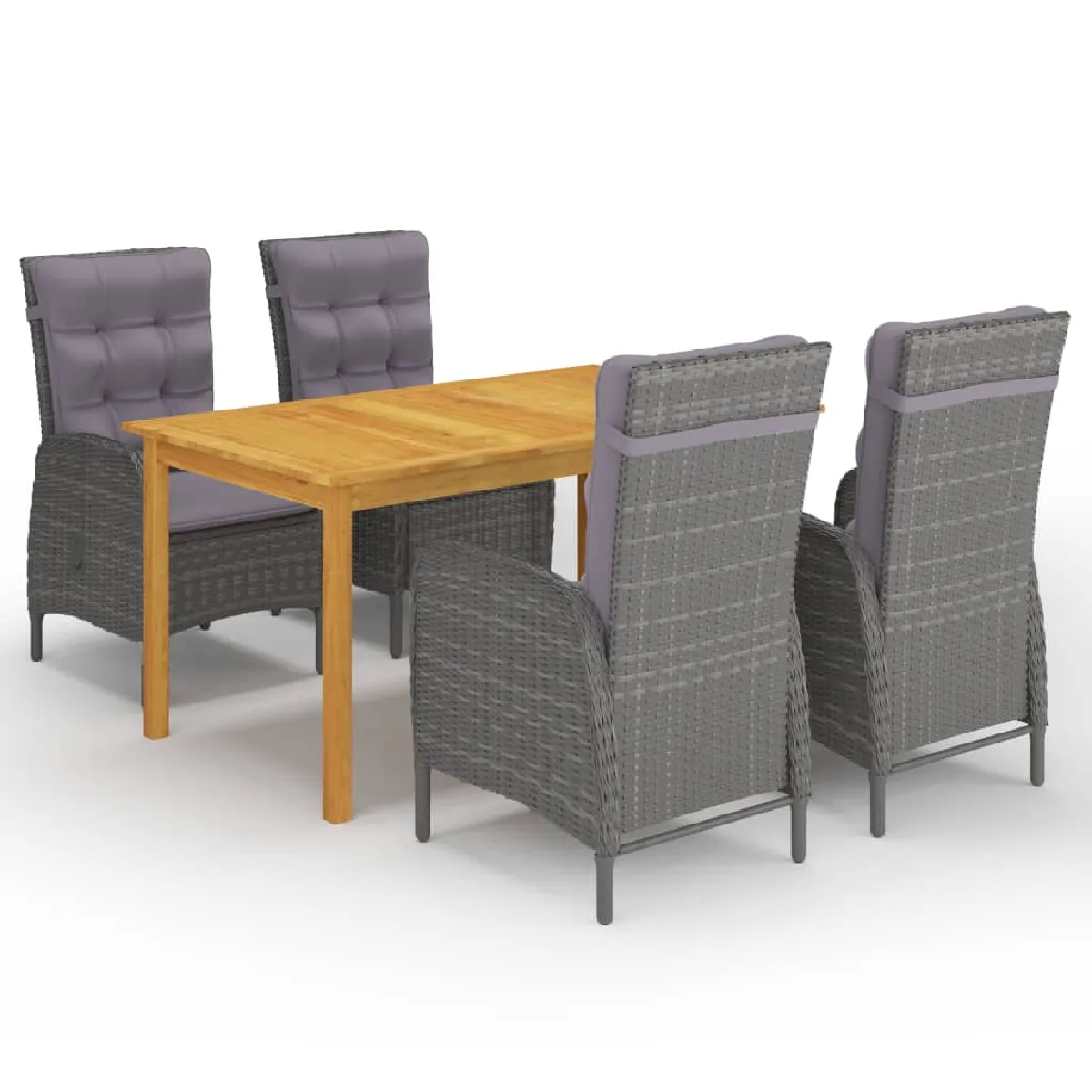 VIDAXL Ensemble de salle à manger de jardin 5 pcs - Gris