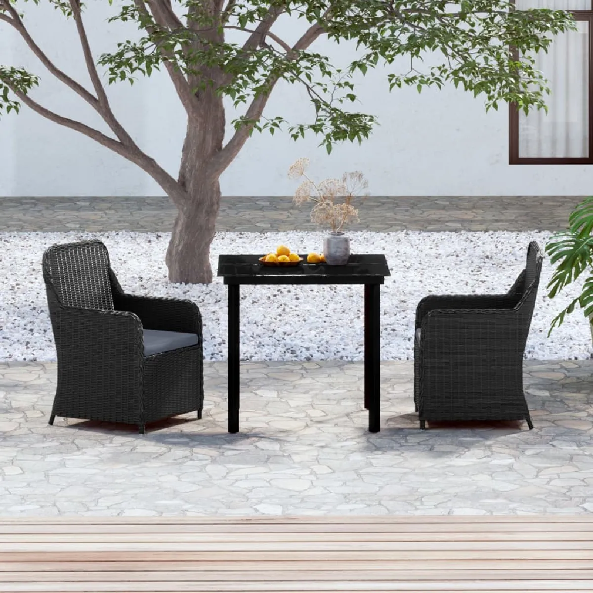 vidaXL Ensemble à manger de jardin avec coussins 3 pcs