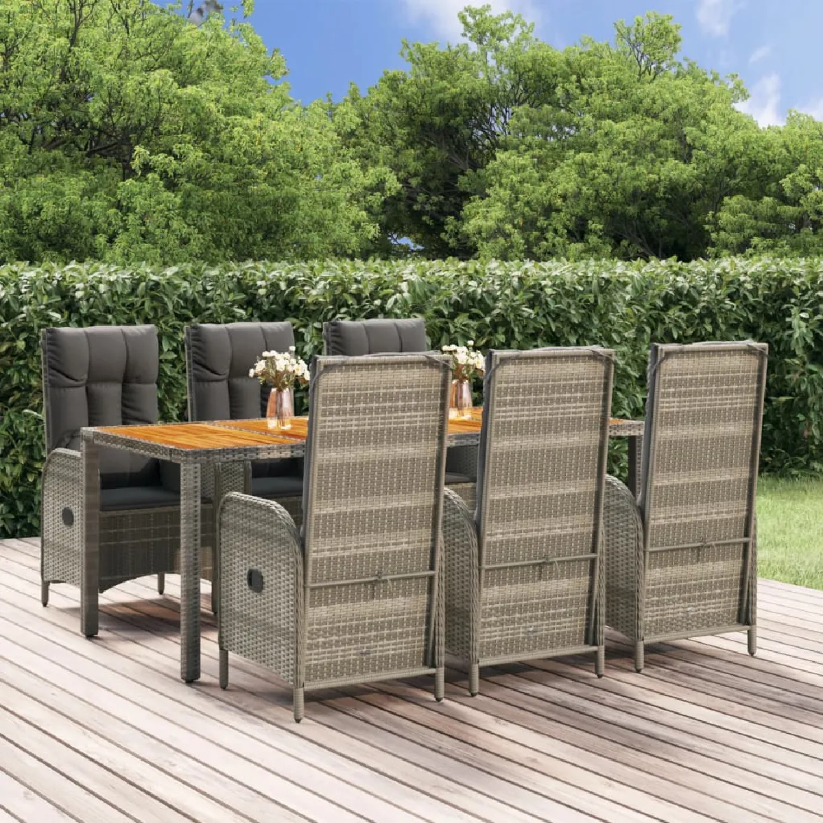 vidaXL Ensemble à manger de jardin 7 pcs résine tressée - vue 5