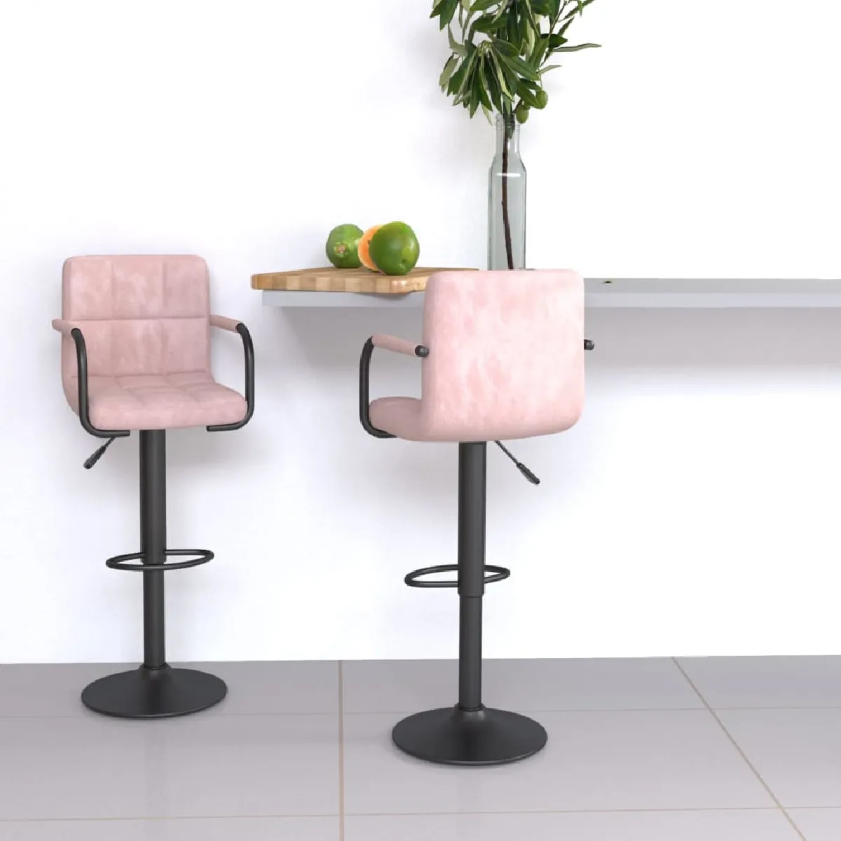 Tabourets de bar vidaXL - Rose Velours