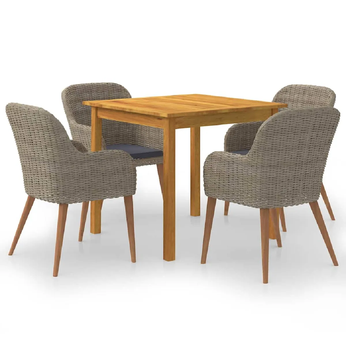 Vidaxl Marron Ensemble À Manger De Jardin 5 Pcs - Image 3